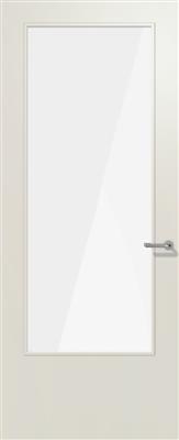 Boarddeur 830x2015 mm opdek rein wit rechts grootglas met blank gelaagd glas Nemef slotgat